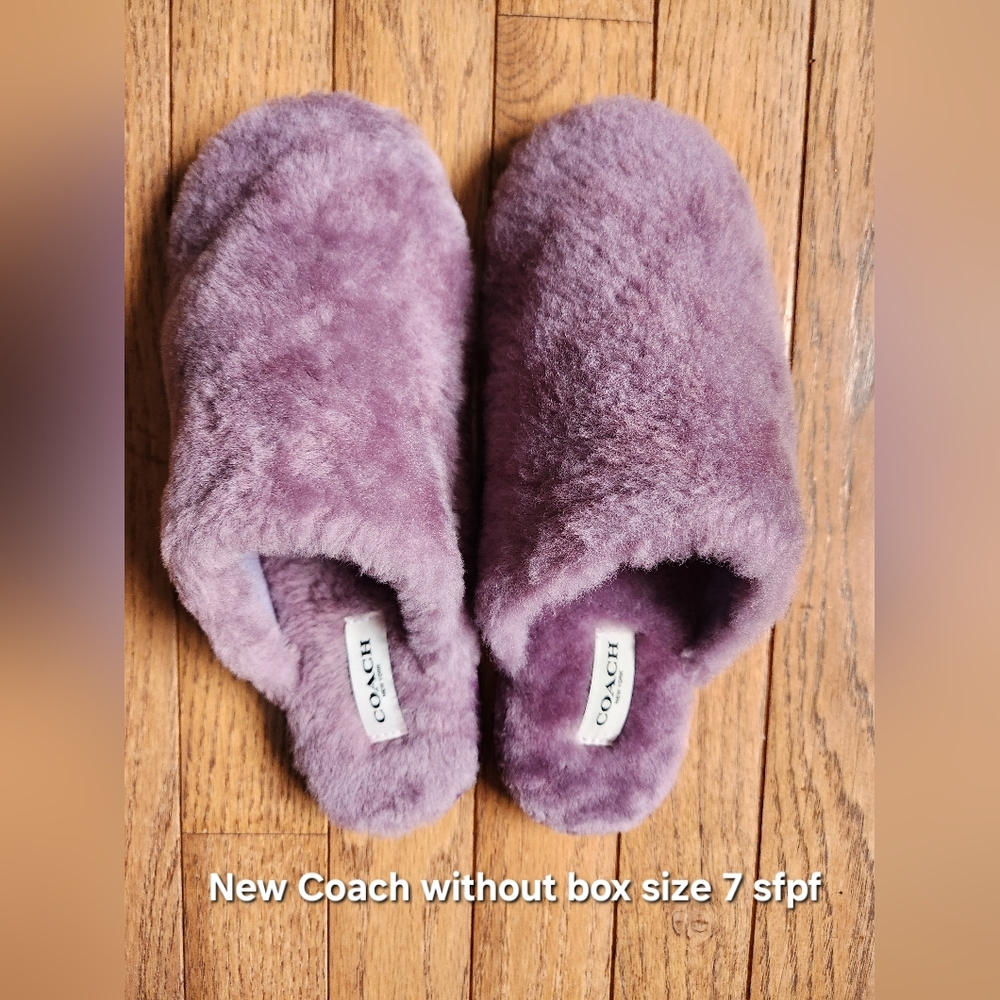 Coach Purple Fuzzy Slippers